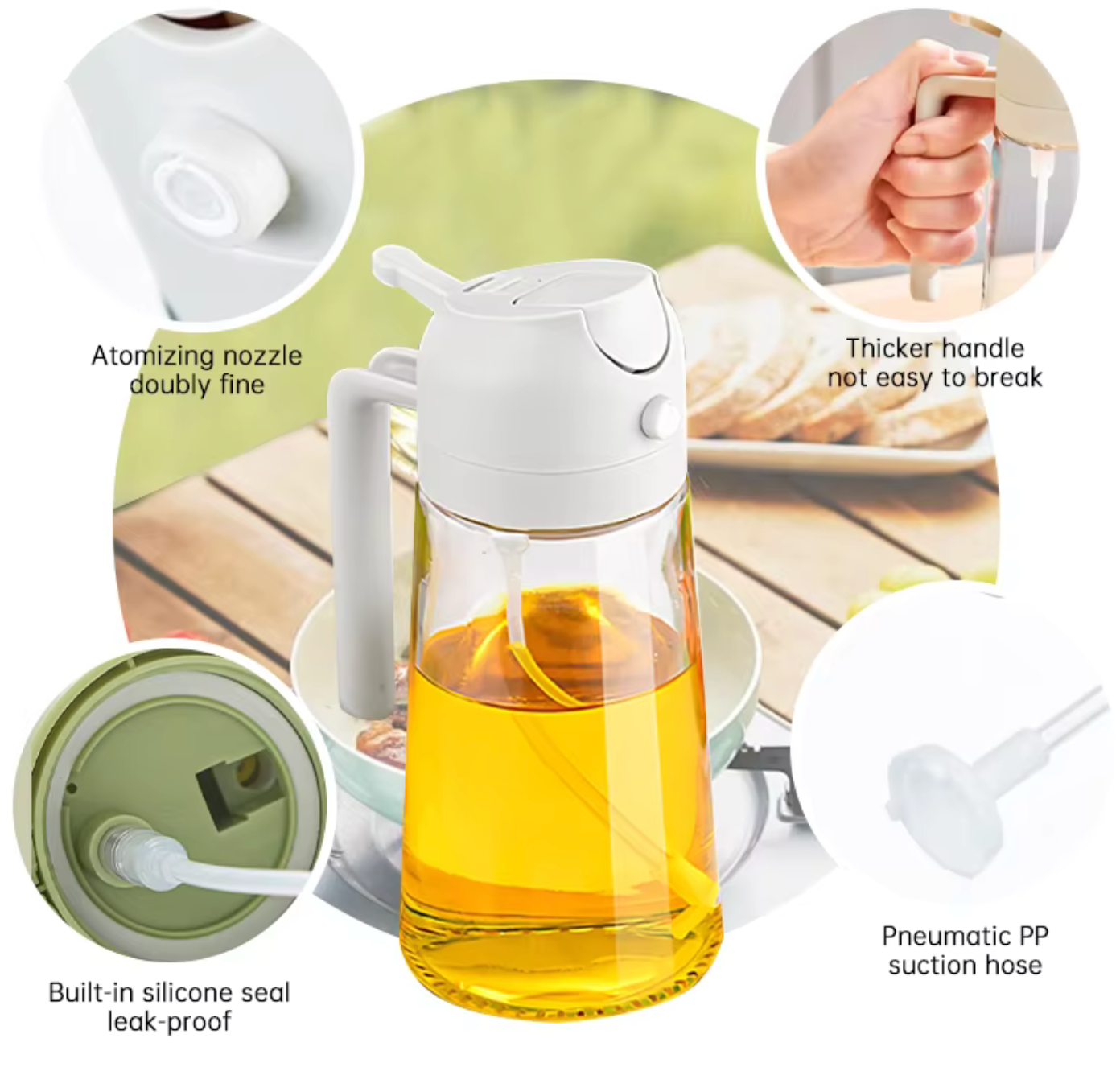 Flip & Mist 2 in 1 Glass Oil Dispenser - Spray and Drizzle