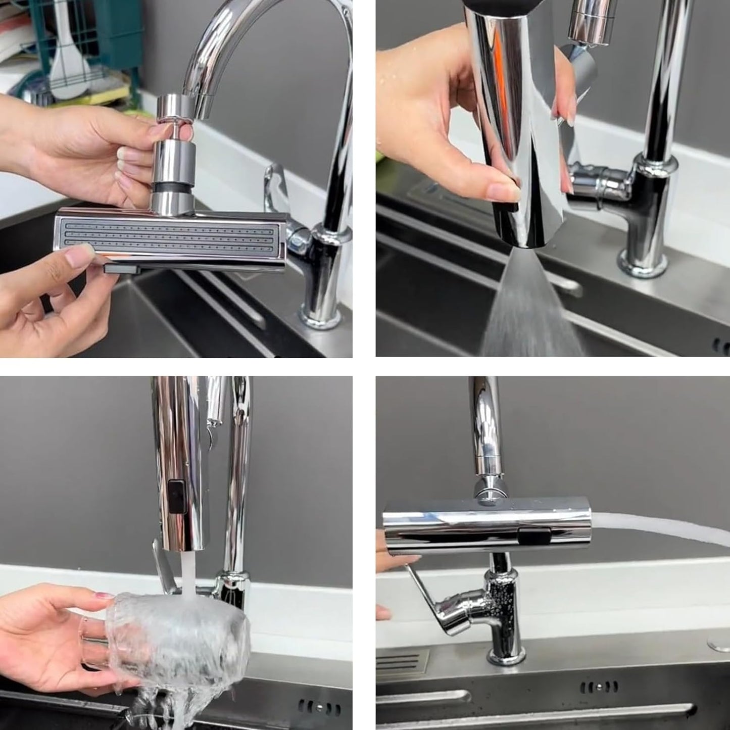 360° Waterfall Swivel Faucet with Splash proof Spray