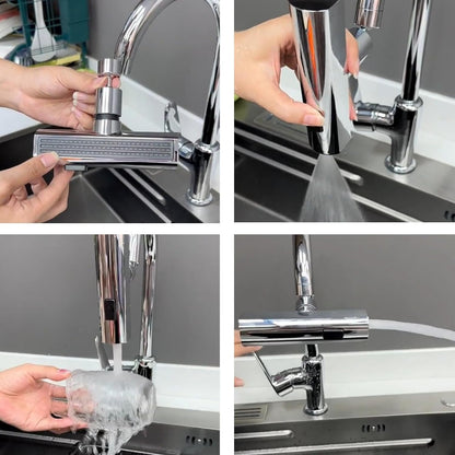 360° Waterfall Swivel Faucet with Splash proof Spray